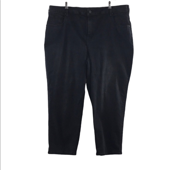 Lane Bryant High‎ RIse Girlfriend Straight Jeans Womens 26 Black Cotton Denim - Picture 1 of 11